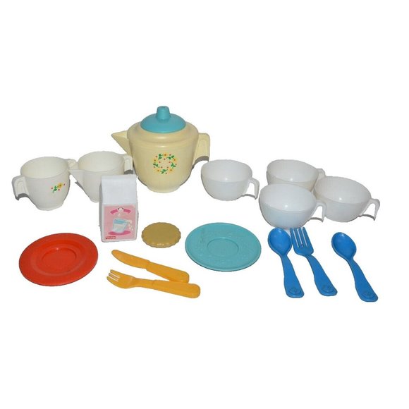 Vtg Fisher Price TEA SET #681 Toy Play Dishes Mixed lot replacements - Picture 1 of 12